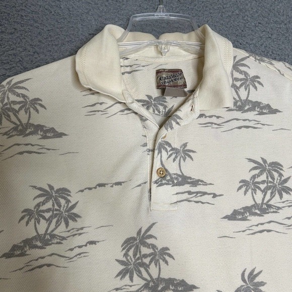 Catalina Island Wear Shirt Mens Medium Cream Palm Tree Polo‎ Beach Cruise - Picture 6 of 12